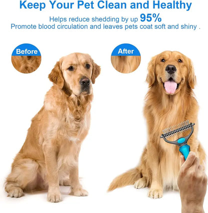 Double-Sided Pet Grooming Brush for Dogs & Cats