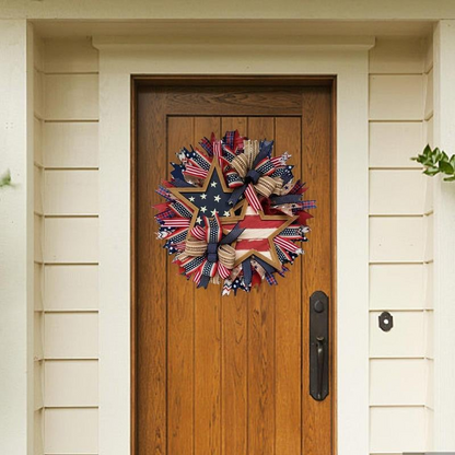 Patriotic Wreath for Front Door – Red White & Blue Decor