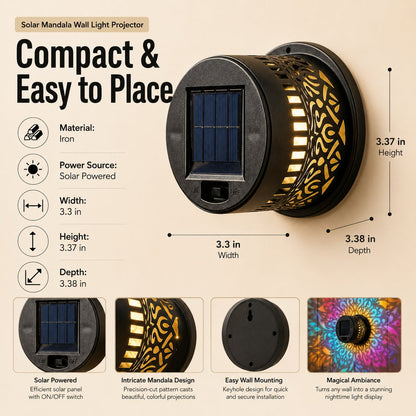 Solar Mandala Wall Light – Outdoor Garden Projector Lamp