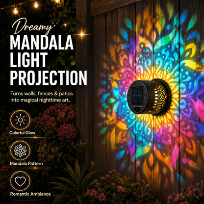 Solar Mandala Wall Light – Outdoor Garden Projector Lamp