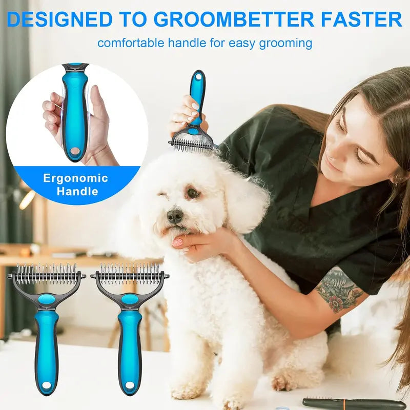 Double-Sided Pet Grooming Brush for Dogs & Cats