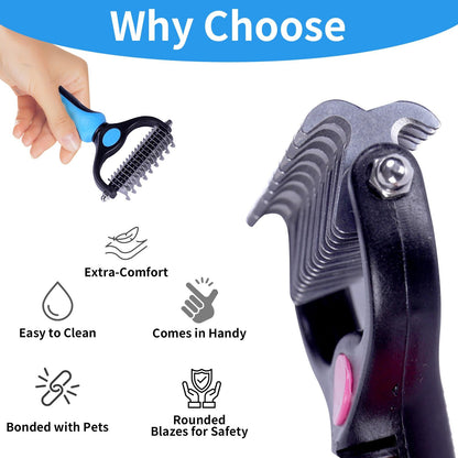Double-Sided Pet Grooming Brush for Dogs & Cats