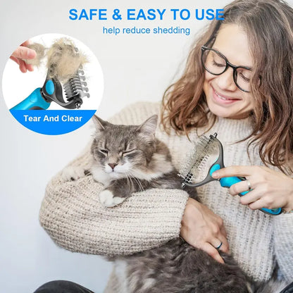 Double-Sided Pet Grooming Brush for Dogs & Cats