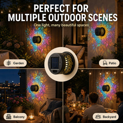 Solar Mandala Wall Light – Outdoor Garden Projector Lamp
