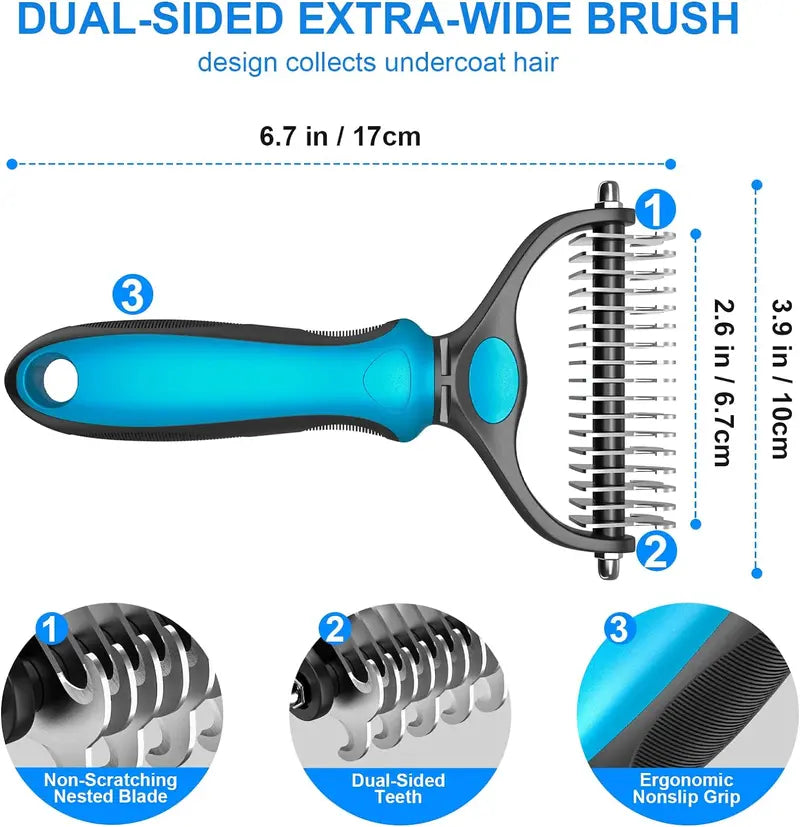 Double-Sided Pet Grooming Brush for Dogs & Cats