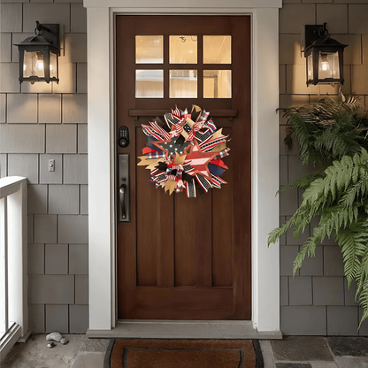 Patriotic Wreath for Front Door – Red White & Blue Decor