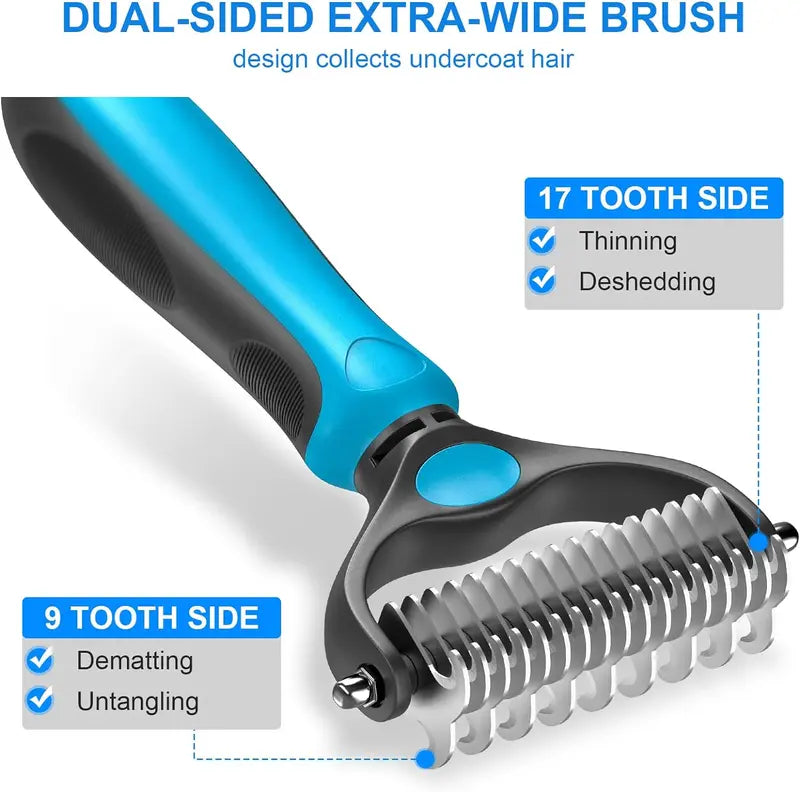 Double-Sided Pet Grooming Brush for Dogs & Cats